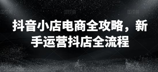 抖音小店电商全攻略，新手运营抖店全流程-墨韵博客