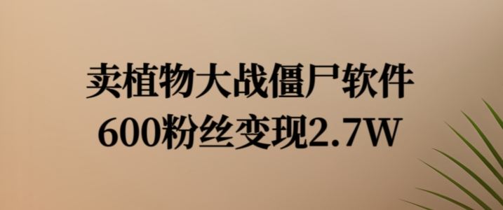 卖植物大战僵尸软件，600粉丝变现2.7W【揭秘】-墨韵博客