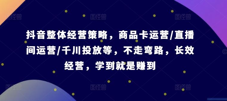 抖音整体经营策略，商品卡运营/直播间运营/千川投放等，不走弯路，学到就是赚到【录音】-墨韵博客