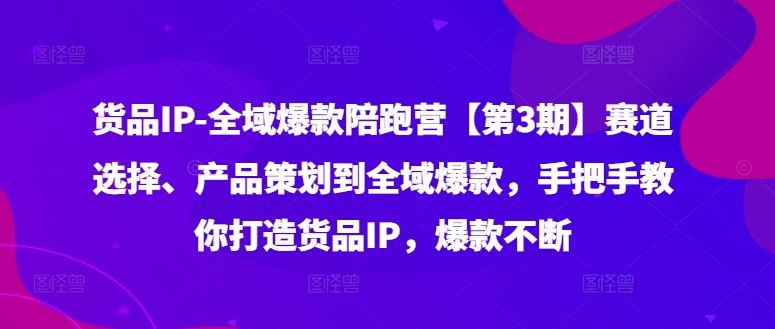 货品IP全域爆款陪跑营【第3期】赛道选择、产品策划到全域爆款，手把手教你打造货品IP，爆款不断-墨韵博客