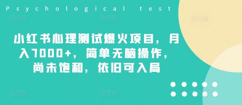 小红书心理测试爆火项目，月入7000+，简单无脑操作，尚未饱和，依旧可入局-墨韵博客