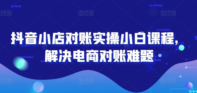 抖音小店对账实操小白课程，解决电商对账难题-墨韵博客