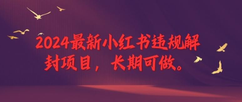 2024最新小红书违规解封项目，长期可做，一个可以做到退休的项目【揭秘】-墨韵博客