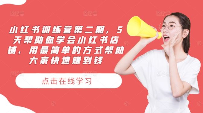 小红书训练营第二期，5天帮助你学会小红书店铺，用最简单的方式帮助大家快速赚到钱-墨韵博客