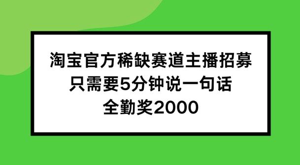 淘宝官方稀缺赛道主播招募 ，只需要5分钟说一句话， 全勤奖2000【揭秘】-墨韵博客