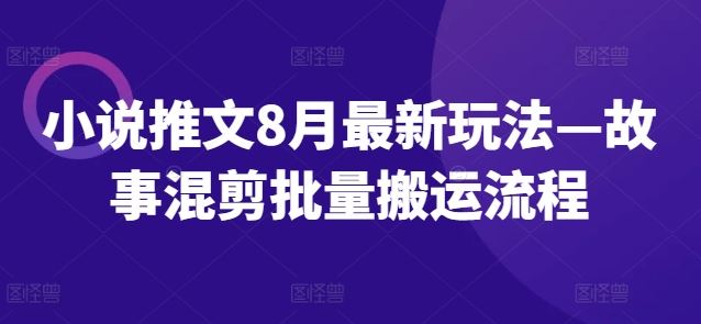 小说推文8月最新玩法—故事混剪批量搬运流程-墨韵博客