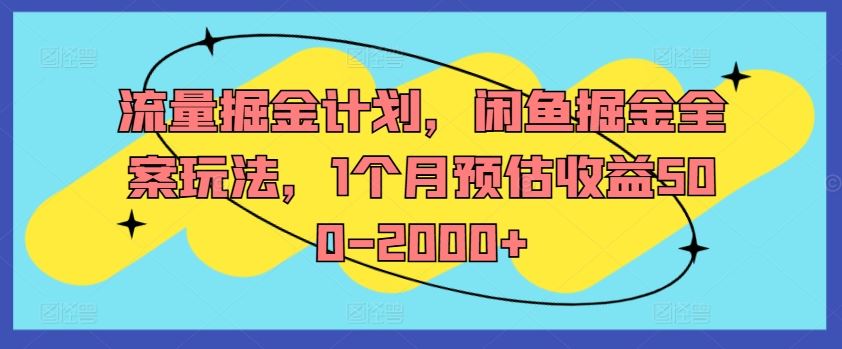 流量掘金计划，闲鱼掘金全案玩法，1个月预估收益500-2000+-墨韵博客