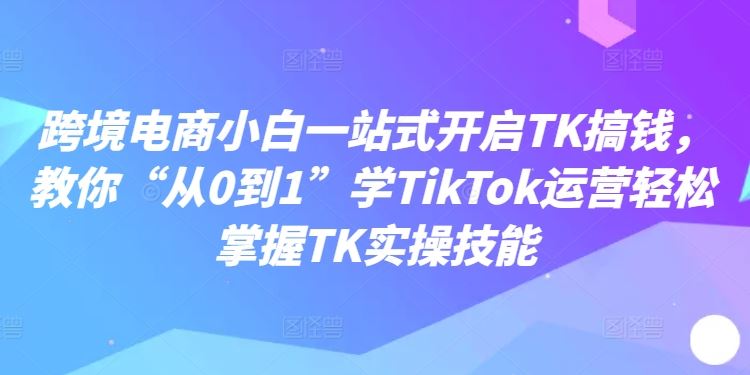 跨境电商小白一站式开启TK搞钱，教你“从0到1”学TikTok运营轻松掌握TK实操技能-墨韵博客