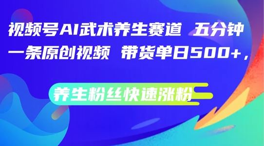 视频号AI武术养生赛道，五分钟一条原创视频，带货单日几张，养生粉丝快速涨粉【揭秘】-墨韵博客