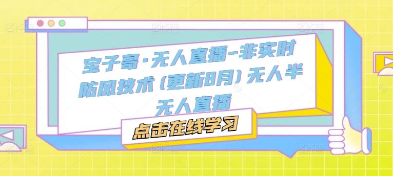 宝子哥·无人直播-非实时防风技术(更新8月)无人半无人直播-墨韵博客