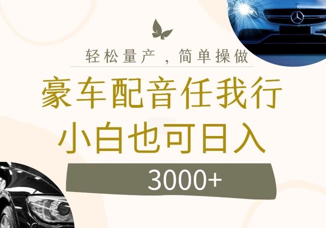 不为人知的暴力小项目，豪车配音，日入几张【揭秘】-墨韵博客