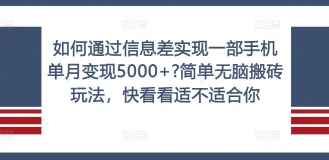 如何通过信息差实现一部手机单月变现5000+?简单无脑搬砖玩法，快看看适不适合你【揭秘】-墨韵博客