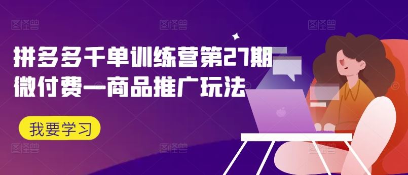 拼多多千单训练营第27期微付费—商品推广玩法-墨韵博客