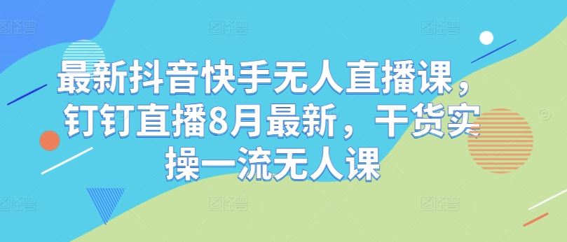 最新抖音快手无人直播课，钉钉直播8月最新，干货实操一流无人课-墨韵博客