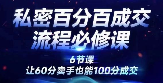 私密百分百成交流程线上训练营，绝对成交，让60分卖手也能100分成交-墨韵博客