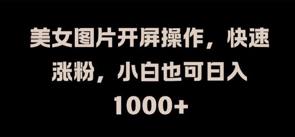 美女图片开屏操作，快速涨粉，小白也可日入1k【揭秘】-墨韵博客