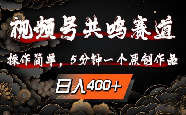视频号共鸣赛道，操作简单，5分钟1个原创作品，日入几张【揭秘】-墨韵博客