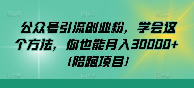 公众号引流创业粉，学会这个方法，你也能月入30000+ (陪跑项目)-墨韵博客