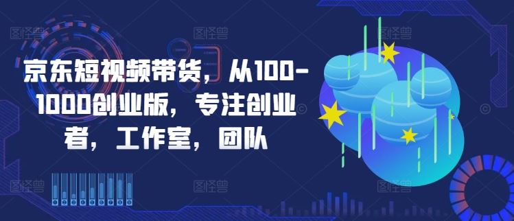京东短视频带货，从100-1000创业版，专注创业者，工作室，团队-墨韵博客