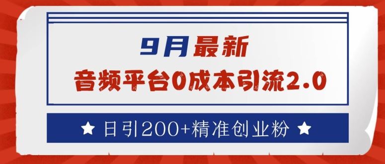 9月最新：音频平台0成本引流，日引200+精准创业粉【揭秘】-墨韵博客