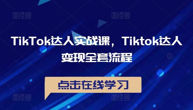 TikTok达人实战课，Tiktok达人变现全套流程-墨韵博客
