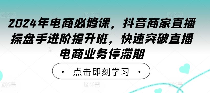 2024年电商必修课，抖音商家直播操盘手进阶提升班，快速突破直播电商业务停滞期-墨韵博客