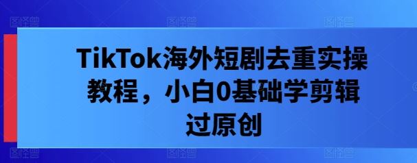 TikTok海外短剧去重实操教程，小白0基础学剪辑过原创-墨韵博客