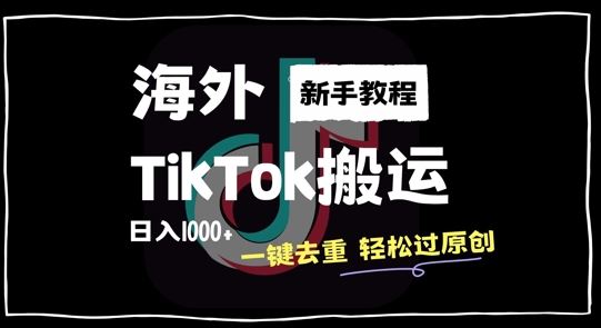 2024最新海外TikTok搬运玩法，一键去重轻松过原创，新手无经验也能日入1k【揭秘】-墨韵博客