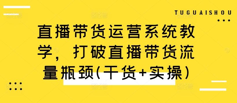 直播带货运营系统教学，打破直播带货流量瓶颈(干货+实操)-墨韵博客