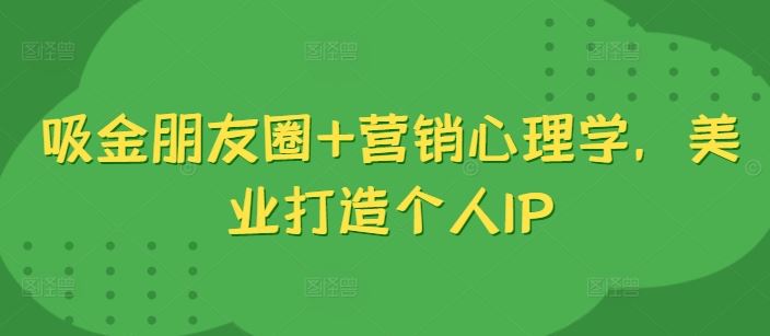 吸金朋友圈+营销心理学，美业打造个人IP-墨韵博客