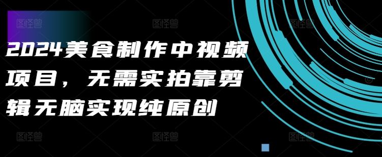 2024美食制作中视频项目，无需实拍靠剪辑无脑实现纯原创-墨韵博客