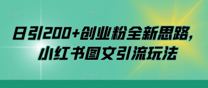 日引200+创业粉全新思路，小红书图文引流玩法【揭秘】-墨韵博客
