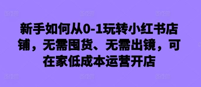 新手如何从0-1玩转小红书店铺，无需囤货、无需出镜，可在家低成本运营开店-墨韵博客
