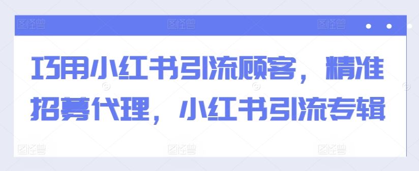巧用小红书引流顾客，精准招募代理，小红书引流专辑-墨韵博客