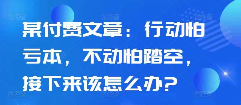 某付费文章：行动怕亏本，不动怕踏空，接下来该怎么办?-墨韵博客