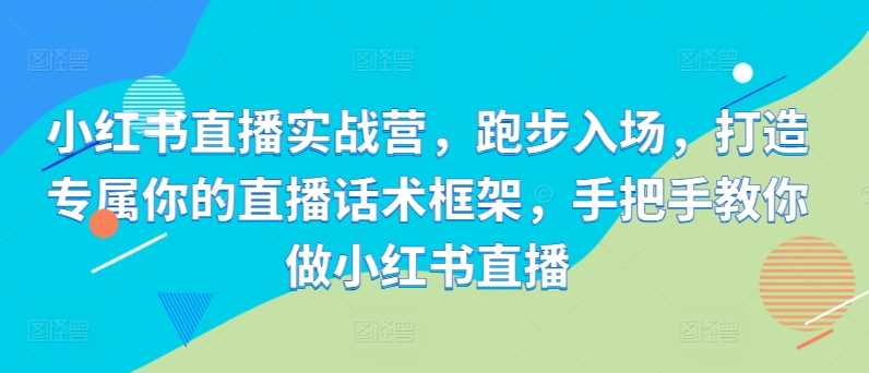 小红书直播实战营，跑步入场，打造专属你的直播话术框架，手把手教你做小红书直播-墨韵博客