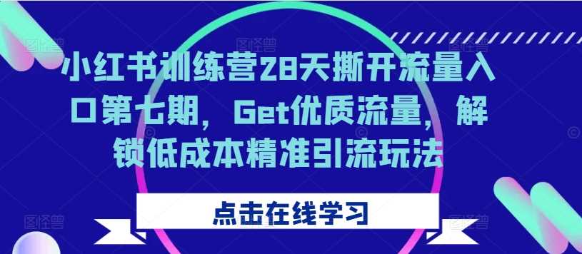 小红书训练营28天撕开流量入口第七期，Get优质流量，解锁低成本精准引流玩法-墨韵博客