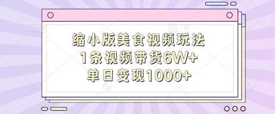 缩小版美食视频玩法，1条视频带货6W+，单日变现1k-墨韵博客