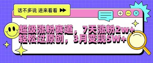 超级涨粉赛道，每天半小时，7天涨粉2W+，轻松过原创，三月变现5W+【揭秘】-墨韵博客