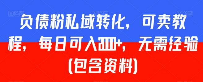 负债粉私域转化，可卖教程，每日可入2000+，无需经验（包含资料）-墨韵博客