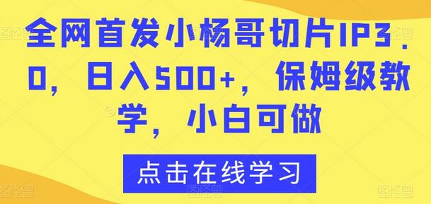 全网首发小杨哥切片IP3.0，日入500+，保姆级教学，小白可做-墨韵博客