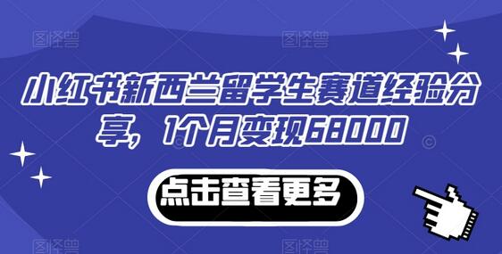 小红书新西兰留学生赛道经验分享，1个月变现68000-墨韵博客