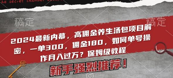 2024最新内幕，高佣金养生汤包项目解密，一单300，佣金180，如何单号操作月入过万？保姆级教程-墨韵博客