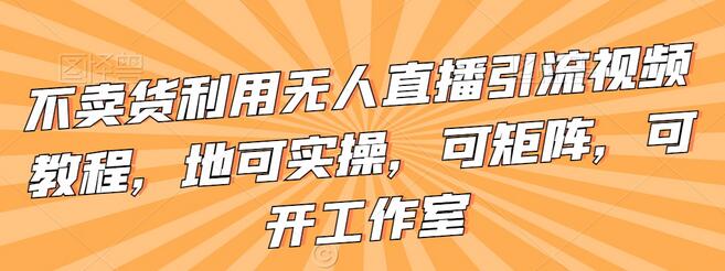 不卖货利用无人直播引流视频教程，地可实操，可矩阵，可开工作室-墨韵博客