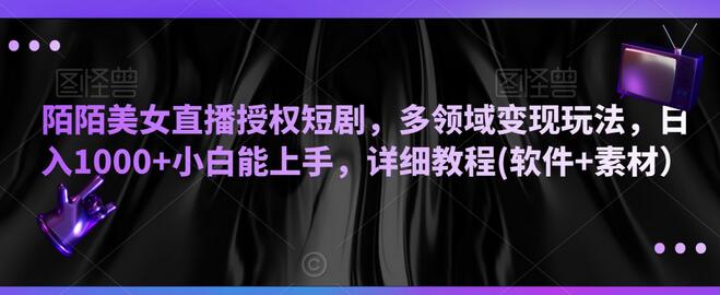 陌陌美女直播授权短剧，多领域变现玩法，日入1000+小白能上手，详细教程(软件+素材）-墨韵博客