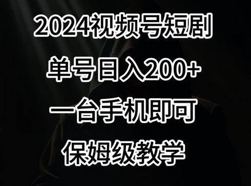 2024风口，视频号短剧，单号日入200+，一台手机即可操作，保姆级教学-墨韵博客