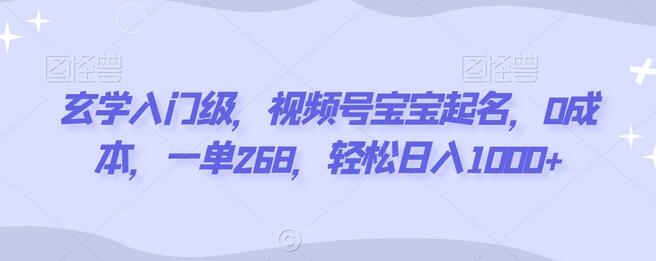玄学入门级，视频号宝宝起名，0成本，一单268，轻松日入1000+-墨韵博客