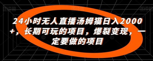 24小时无人直播汤姆猫日入2000+，长期可玩的项目，爆裂变现，一定要做的项目-墨韵博客