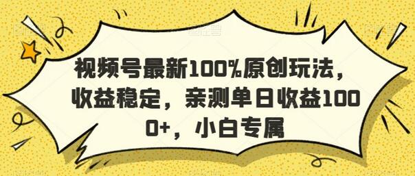 视频号最新100%原创玩法，收益稳定，亲测单日收益1000+，小白专属-墨韵博客