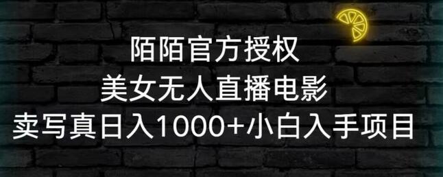 陌陌官方授权美女无人直播电影，卖写真日入1000+小白入手项目-墨韵博客